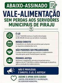Pelo Direito ao Vale-Alimentação desde a Vigência da Lei nº 36/2026
