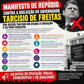 Manifesto de repúdio contra a reeleição do governador Tarcísio de Freitas